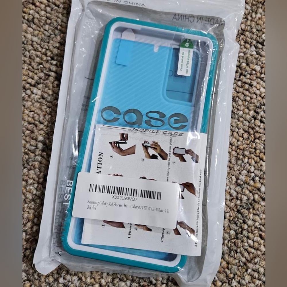 S20 FE Case, Teal and White Shockproof Screen Protector and Case